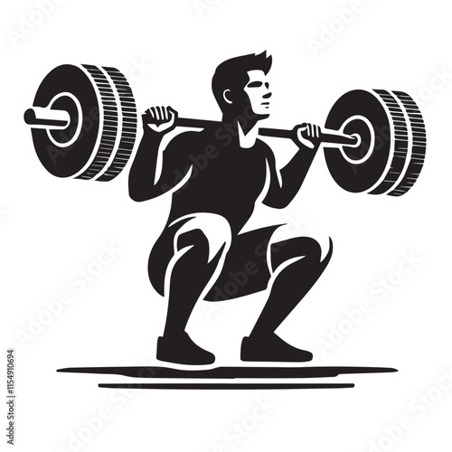 Deadlift Gym exercise Silhouette illustration isolated on a white background
