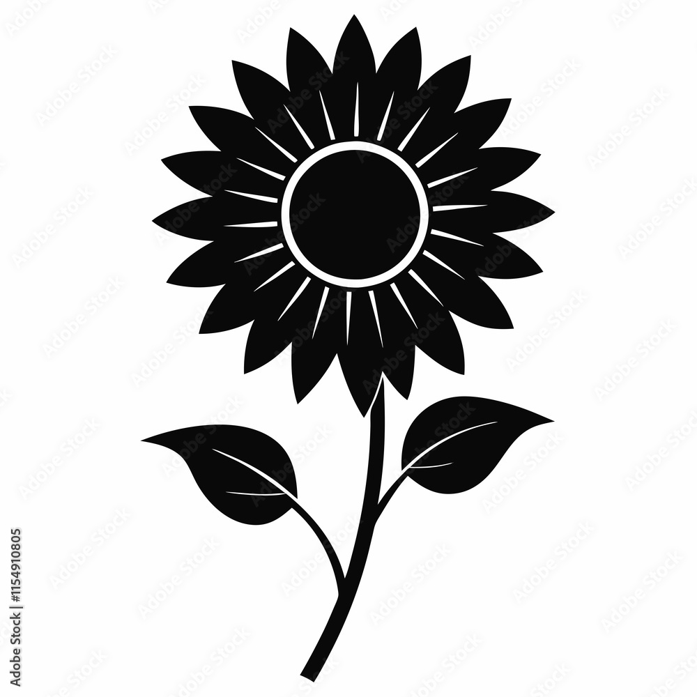 Fototapeta premium Sunflower Shine black silhouette vector