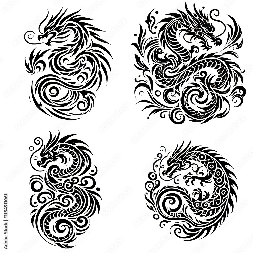 Fototapeta premium TRIBAL TATOO トライバル タトゥ 刺青 和柄 龍 Dragon