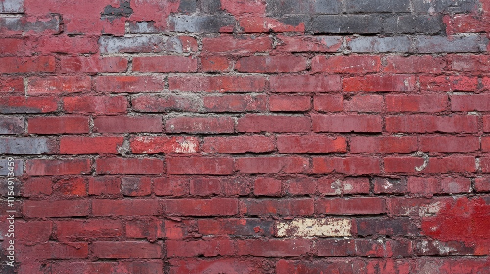 Naklejka premium Weathered Red Brick Wall Texture Background - Rustic Grunge Detail