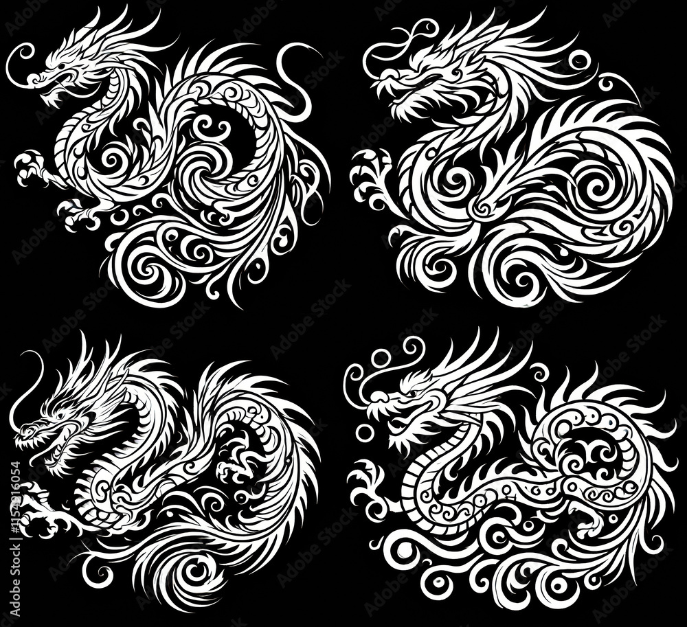 TRIBAL TATOO トライバル タトゥ 刺青 和柄 龍 Dragon TRIBAL TATOO トライバル タトゥ 刺青 和柄 龍 Dragon