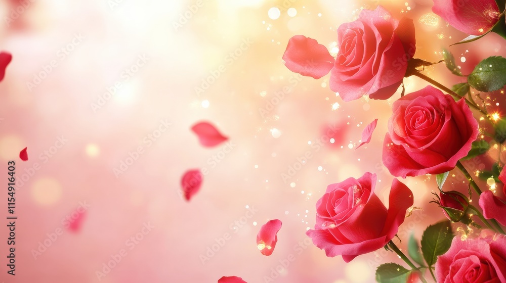 Valentine's Day or Wedding Background with Beautiful Roses. Concept for a romantic party invitation or love message. Premium and luxurious Ai-Generative. Valentine's Day or Wedding Background with Beautiful Roses. Concept for a romantic party invitation or love message. Premium and luxurious Ai-Generative.