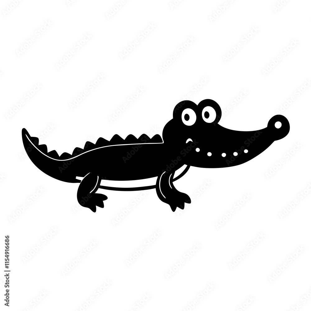 Obraz premium Crocodile cartoon vector silhouette