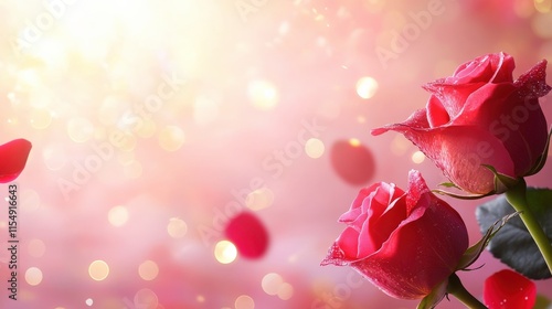 Valentine's Day or Wedding Background with Beautiful Roses. Concept for a romantic party invitation or love message. Premium and luxurious Ai-Generative.
