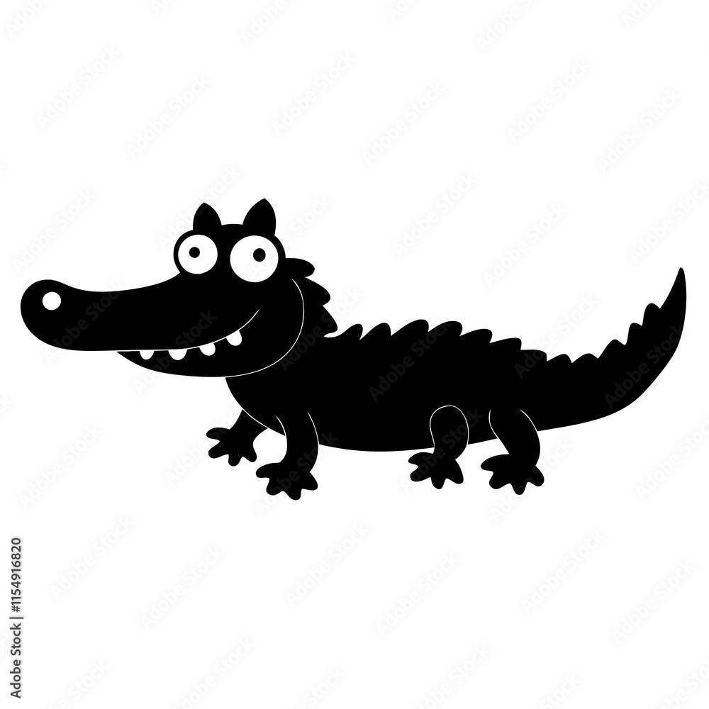 Obraz premium Crocodile cartoon vector silhouette