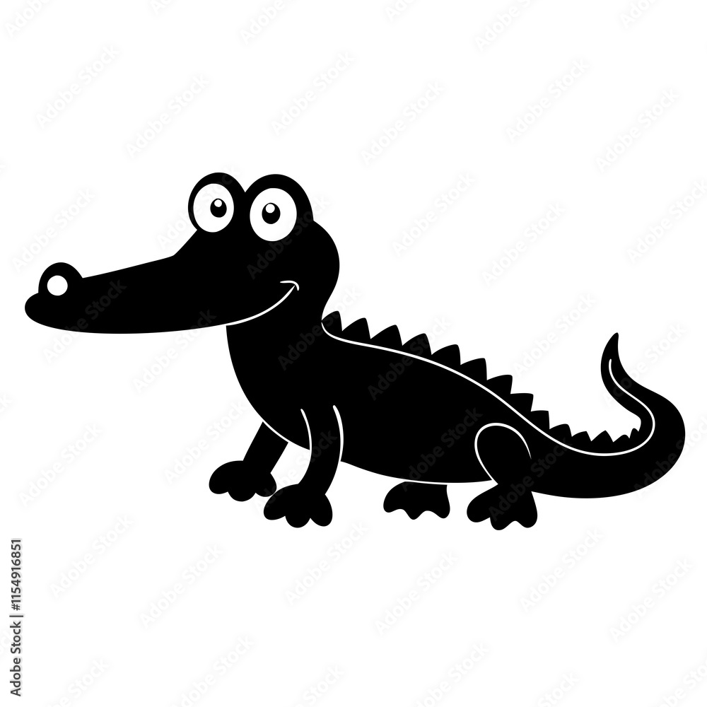 Fototapeta premium Crocodile cartoon vector silhouette