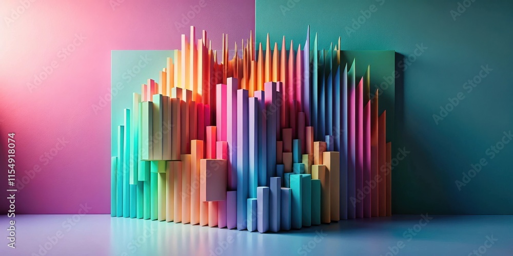 Obraz premium Abstract Colorful Prismatic Structure Exhibiting a Vivid Spectrum of Hues