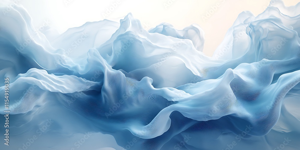 Obraz premium Abstract blue fabric waves, flowing silk texture.