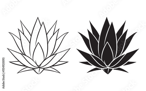 Agave plant line art silhouette vector icon illustration