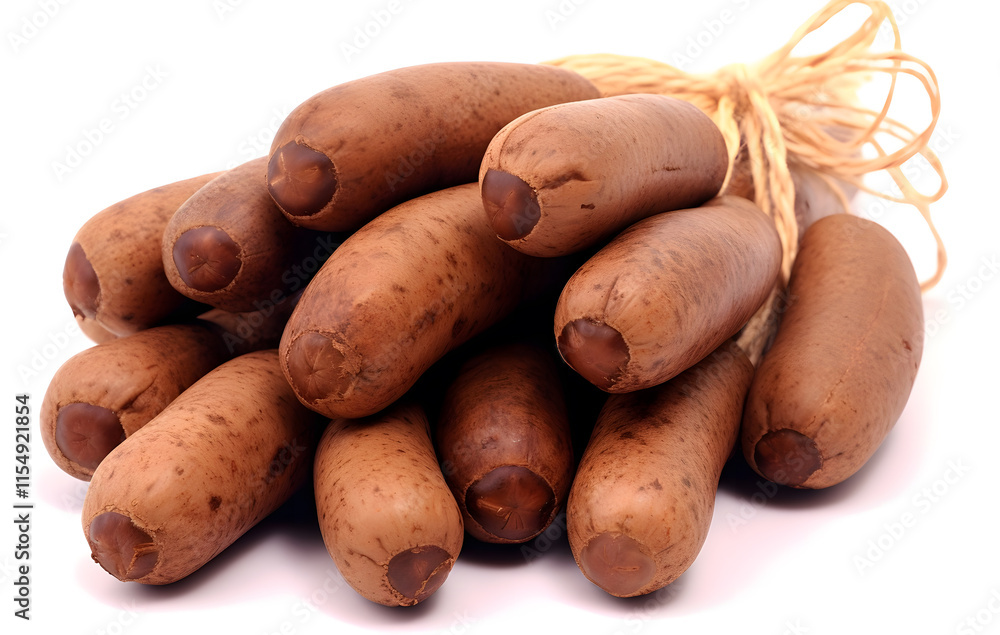 A Bundle of Brown Sausages Tied with Twine A Bundle of Brown Sausages Tied with Twine
