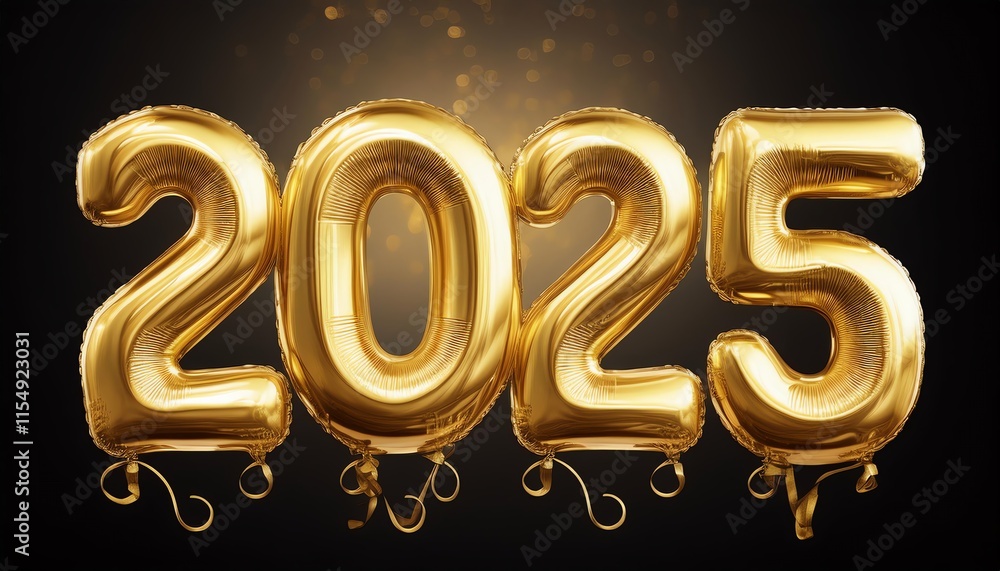 Golden balloons display the year Golden balloons display the year