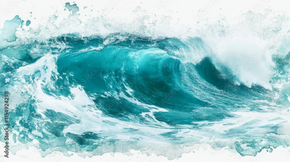 Obraz premium epic surf moment, perfect wave barrel, turquoise ocean colors, white water spray, dramatic wave photography, extreme sports capture, powerful ocean scenery, dynamic water motion