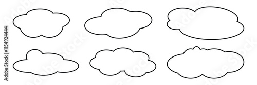 Vector cloud icons. Editable stroke thin line set. Natural weather symbol of rain, cloud services, hosting. EPS 10.