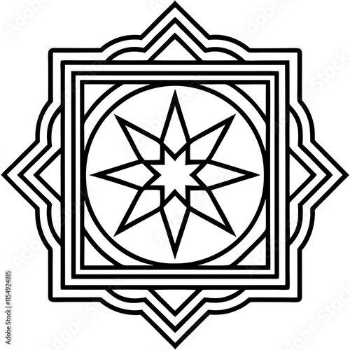 Geometric Islamic Star Pattern Mandala Design, Sacred Geometry photo