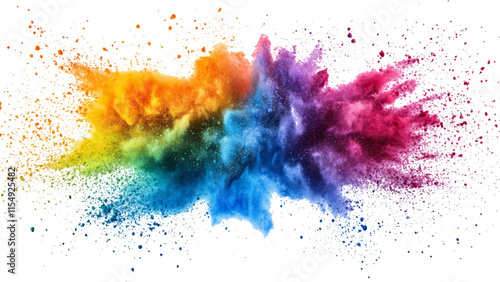 Wallpaper Mural Colorful holi powder on white background. Colorful vibrant rainbow holi paint color powder explosion with bright colors isolated white background. colorful mixed rainbow powder explosion, Torontodigital.ca