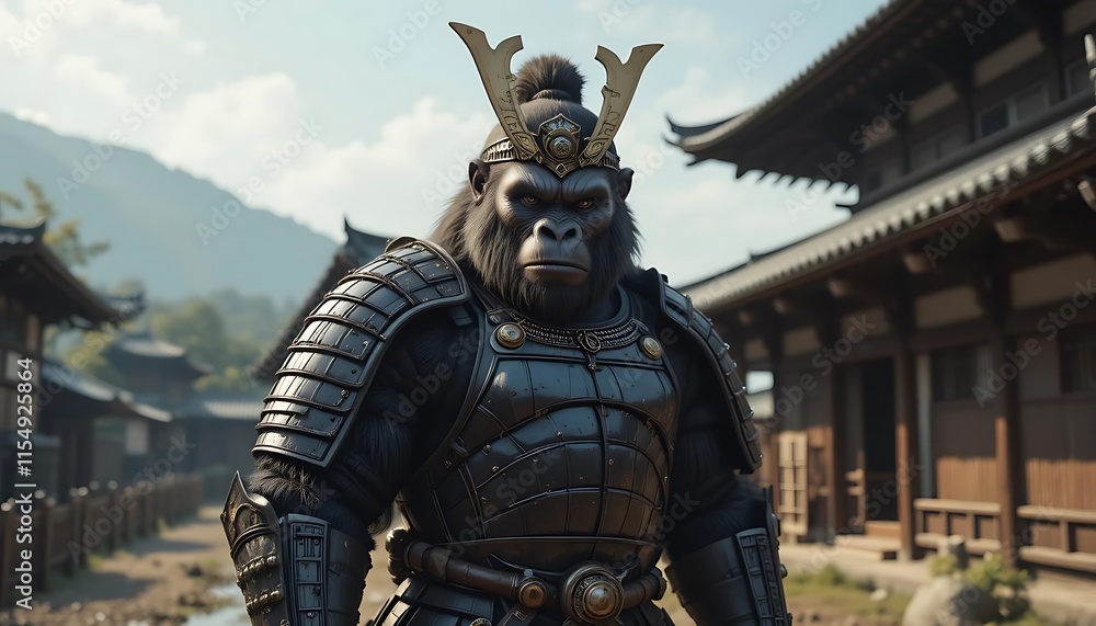 Gorilla Samurai Warrior Ancient Japan Setting Dramatic Artwork Gorilla Samurai Warrior Ancient Japan Setting Dramatic Artwork