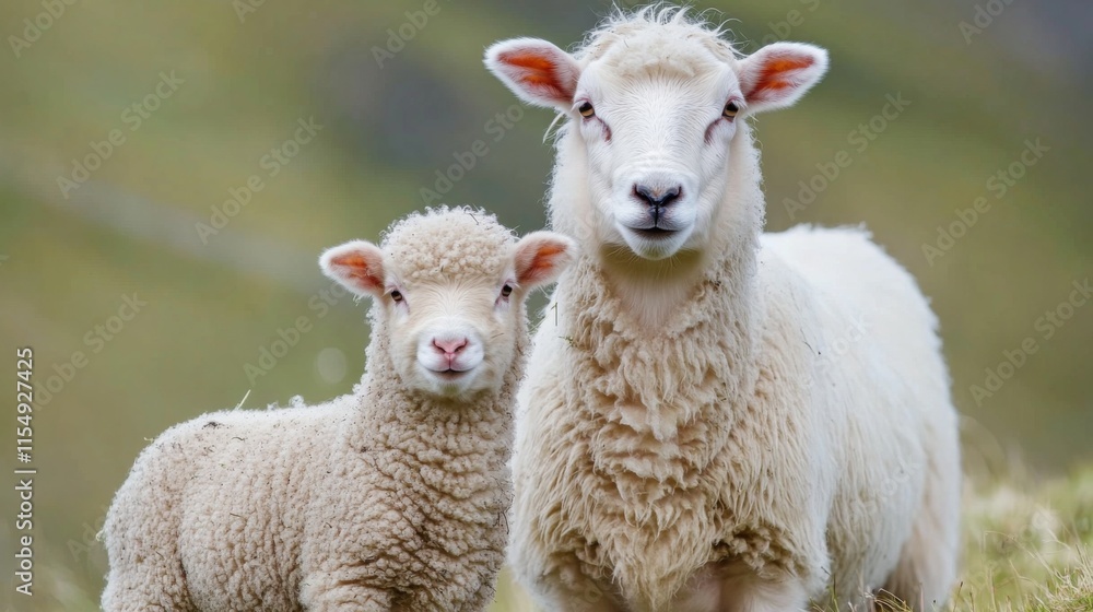 Sheep and Lamb in Natural Countryside Lighting Sheep and Lamb in Natural Countryside Lighting
