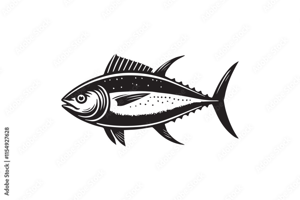 simple black an white tuna fish vector silhouette isolated on a white background simple black an white tuna fish vector silhouette isolated on a white background
