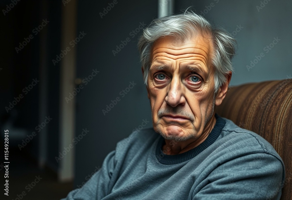 A portrait of a 65-year-old man with a look of deep disappointment A portrait of a 65-year-old man with a look of deep disappointment