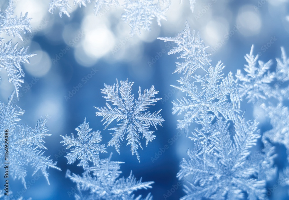 Delicate Frosty Ice Crystals Forming Intricate Patterns Against a Soft Blue Background, Capturing the Beauty of Winter and Natural Phenomena in Focused Detail Delicate Frosty Ice Crystals Forming Intricate Patterns Against a Soft Blue Background, Capturing the Beauty of Winter and Natural Phenomena in Focused Detail
