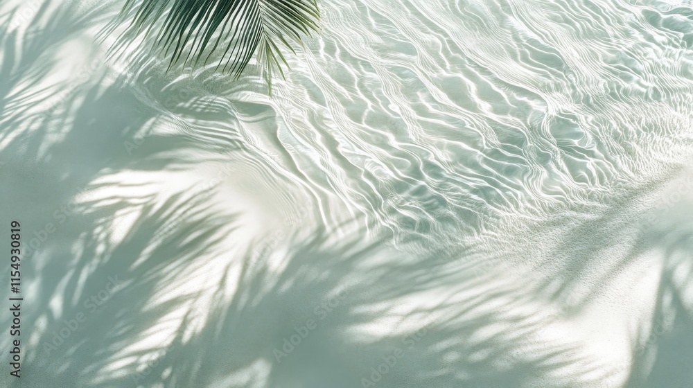 aerial beach abstract composition, crystalline water ripples, soft sand texture, delicate palm frond shadows, minimal coastal scene, ethereal aqua tones, peaceful beach background, panoramic format aerial beach abstract composition, crystalline water ripples, soft sand texture, delicate palm frond shadows, minimal coastal scene, ethereal aqua tones, peaceful beach background, panoramic format