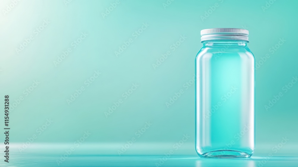 Cool blue liquid in glass bottle, refreshing summer drink Cool blue liquid in glass bottle, refreshing summer drink