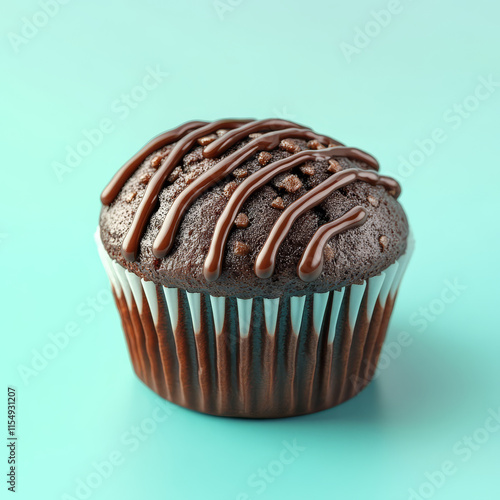 Delicious cho te mini muffin with drizzle of cho te on top, set against solid color background, perfect for dessert lovers