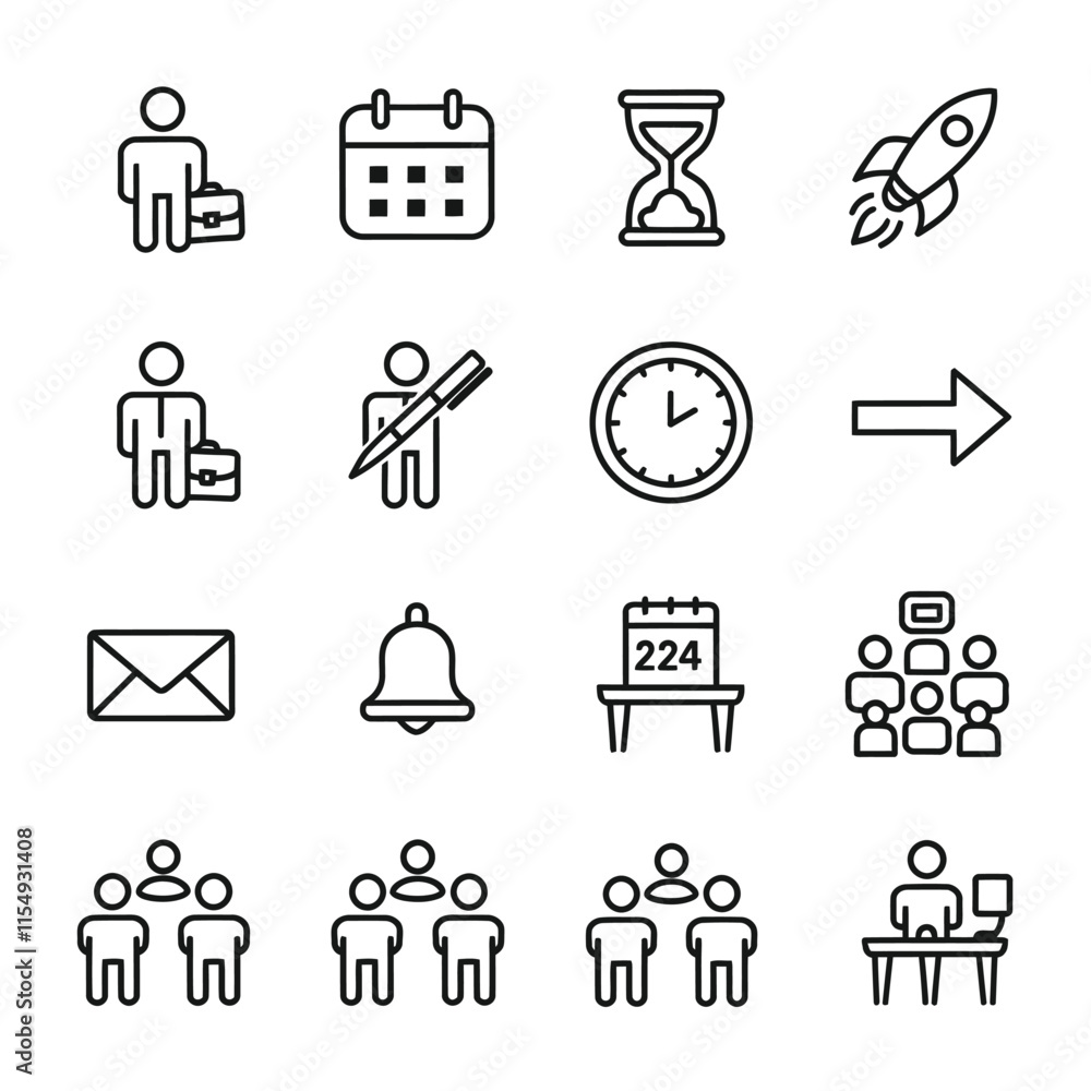 Time Management line Icon Set vector Time Management line Icon Set vector