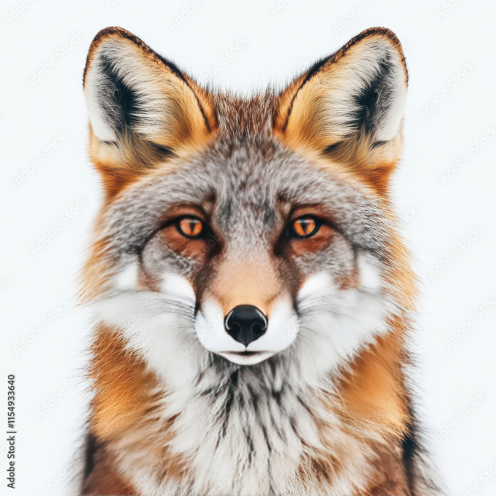 Fototapeta premium Close-Up Portrait of a Fox in a Studio Setting Capturing Its Unique Facial Features and Expressive Eyes with a Soft Blur Background