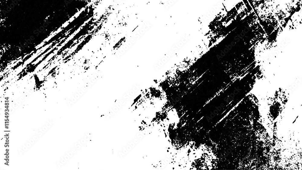 Naklejka premium Grunge black and white urban vector texture. design brush strokes. Overlay texture. Faded black-white dyed paper texture. Sketch grunge design. Use for poster, cover, banner, mock-up, stickers layout.