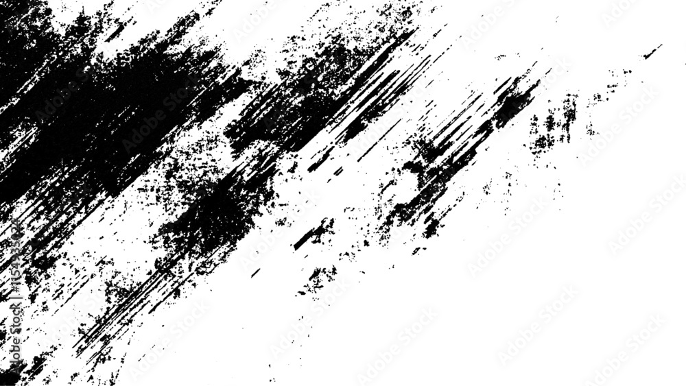 Naklejka premium Grunge black and white urban vector texture. design brush strokes. Overlay texture. Faded black-white dyed paper texture. Sketch grunge design. Use for poster, cover, banner, mock-up, stickers layout.