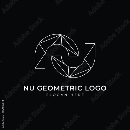 NU letters geometric line art logo icon vector template