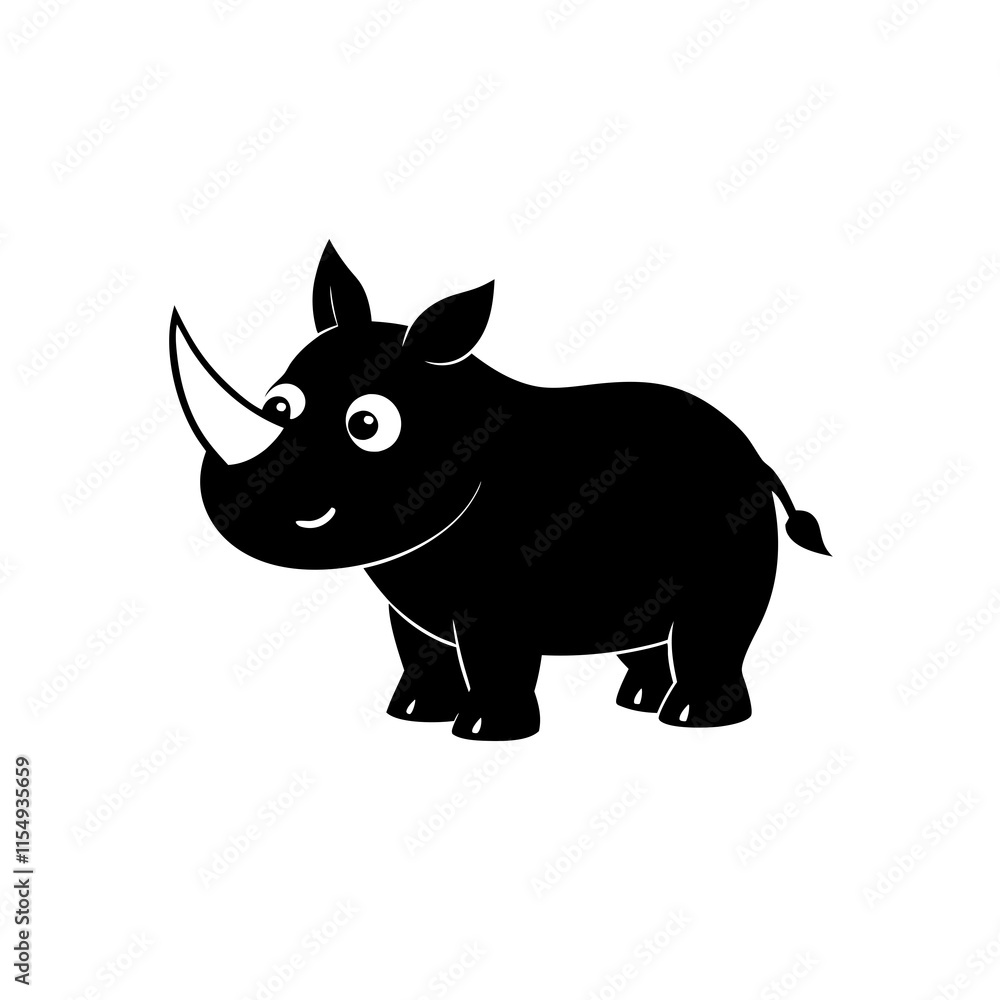 Obraz premium Rhino cartoon vector silhouette