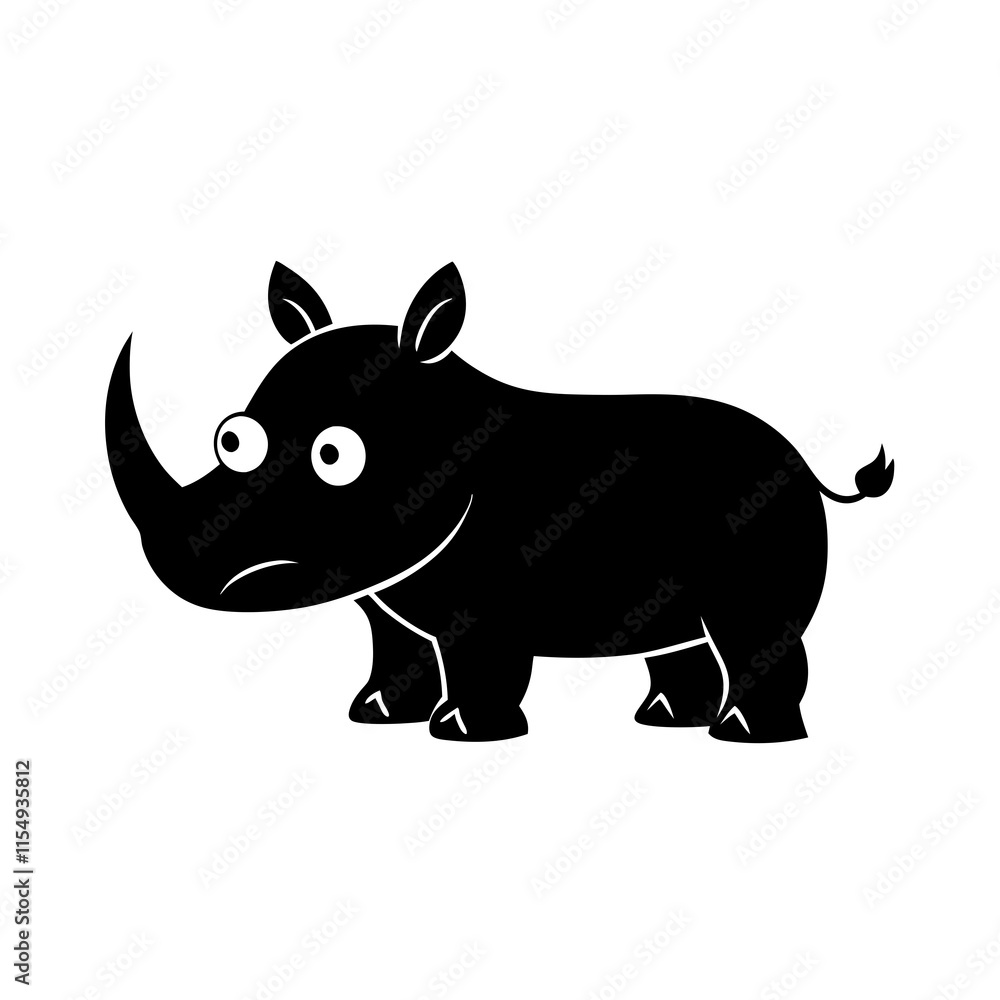Obraz premium Rhino cartoon vector silhouette