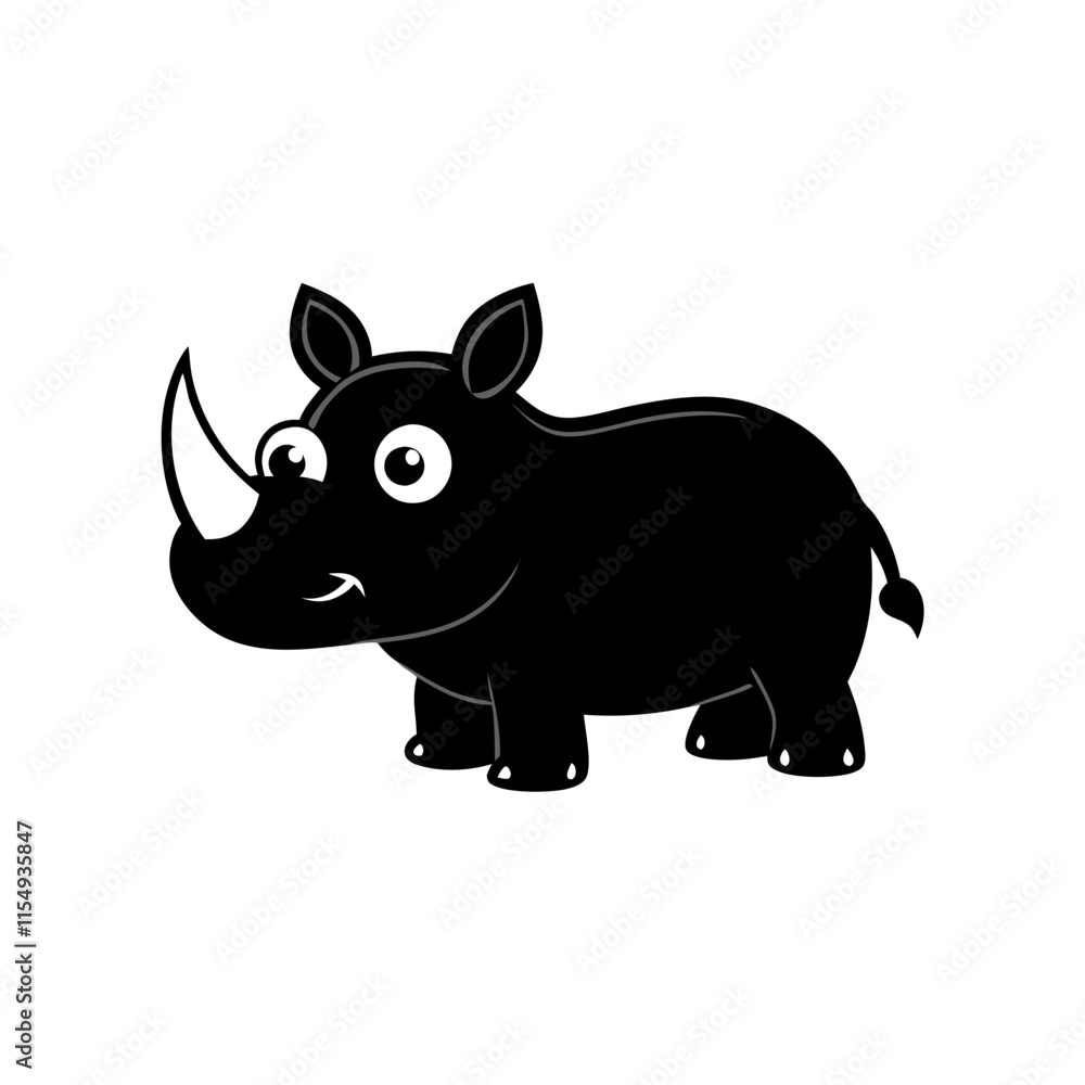 Obraz premium Rhino cartoon vector silhouette