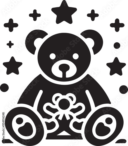 Teddy Bear icon silhouette vector with white background photo