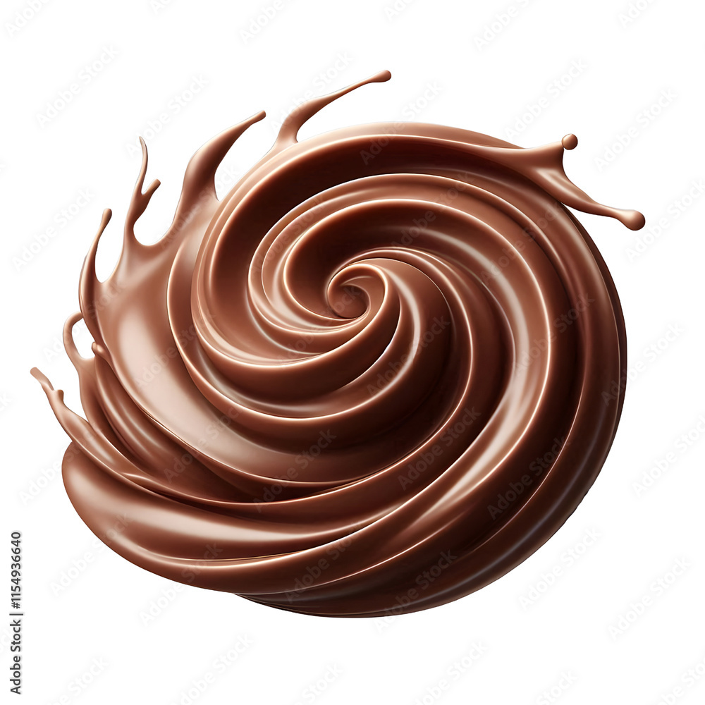 A swirl of milk chocolate, smooth and creamy, on a transparent background A swirl of milk chocolate, smooth and creamy, on a transparent background
