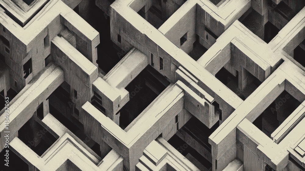 custom made wallpaper toronto digitalComplex maze-like geometric patterns, monochrome design