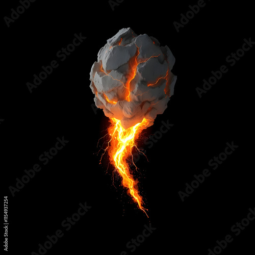 A fiery orange fireball explodes in a burst of flames, casting a hot glow against the black backdrop of space photo