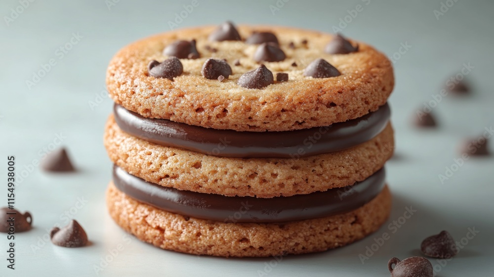 A chocolate-dipped cookie on a clean white background, great for dessert and confectionery photography A chocolate-dipped cookie on a clean white background, great for dessert and confectionery photography