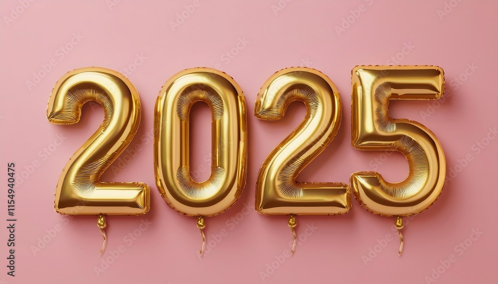 A festive display of golden balloons shaped as the numbers A festive display of golden balloons shaped as the numbers
