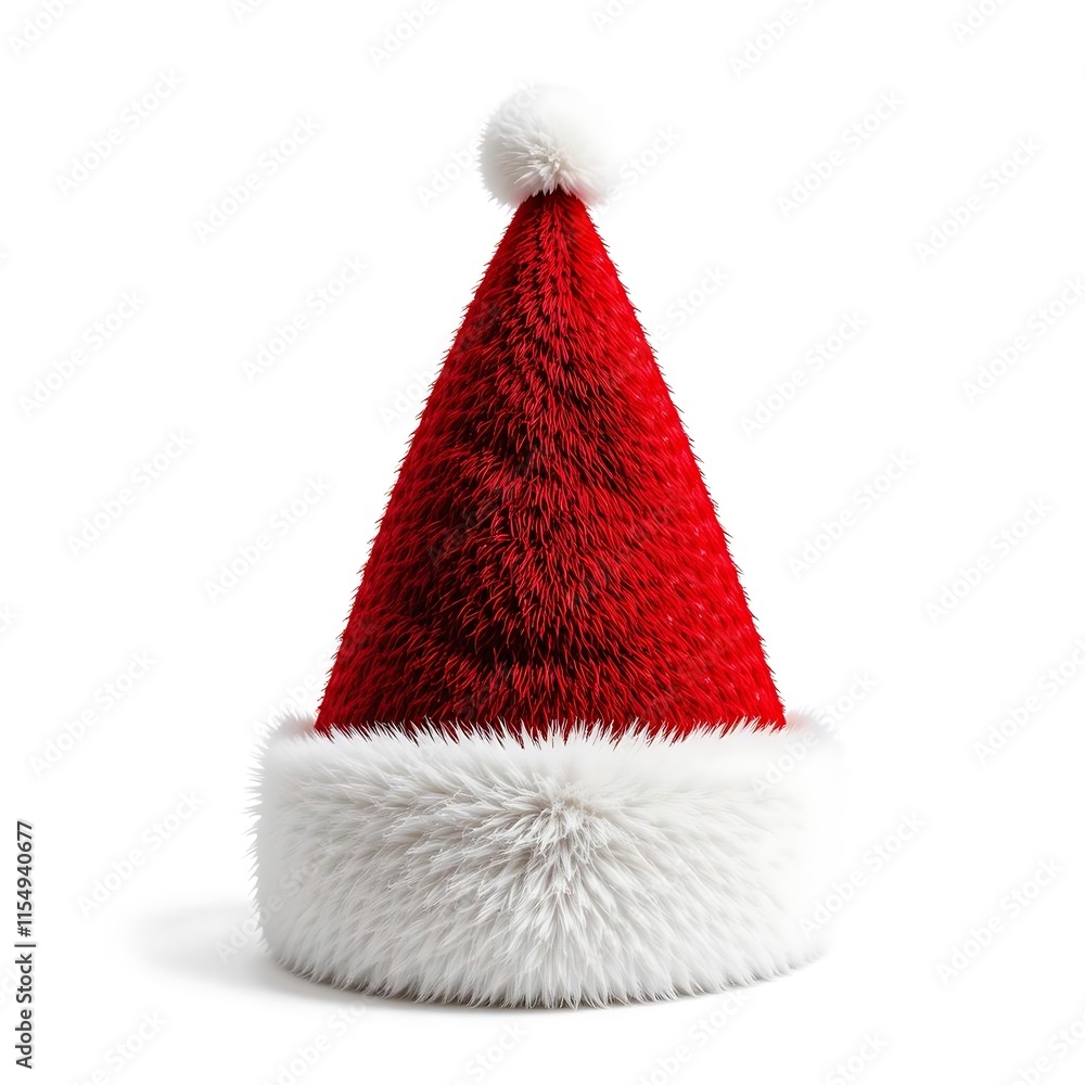 Classic Christmas festive red Santa hat pompom with white background for a festive winter theme Classic Christmas festive red Santa hat pompom with white background for a festive winter theme