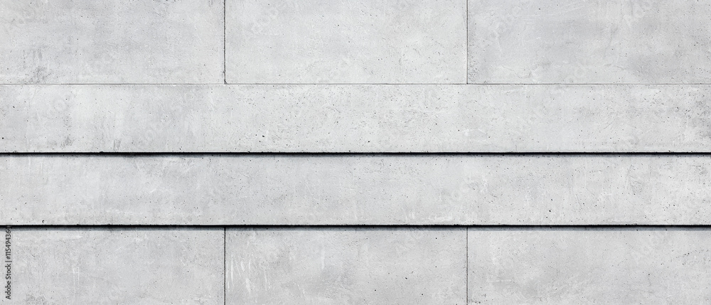 Fototapeta premium Concrete construction. Gray concrete wall with horizontal panels and subtle texture.