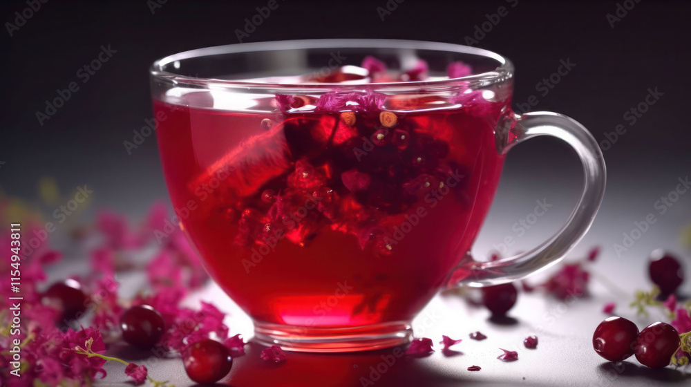 Fruity Cup of Cranberry Hibiscus Tea vibrant cup of cranberry hibiscus tea bursting with fruity and floral notes elegantly displayed on a clean background Fruity Cup of Cranberry Hibiscus Tea vibrant cup of cranberry hibiscus tea bursting with fruity and floral notes elegantly displayed on a clean background