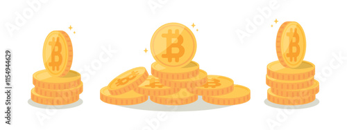 積まれたビットコインのイラスト
