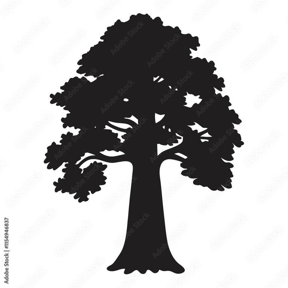 Fototapeta premium Redwood Tree Silhouette Black Art 