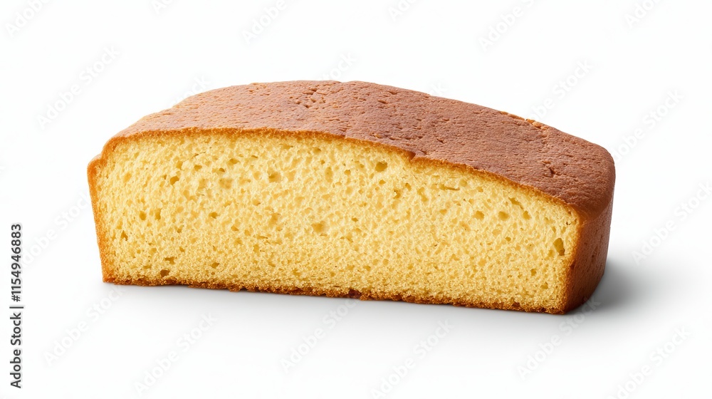 Gluten-Free Bread: A slice of gluten-free bread with a tender, slightly spongy texture and a golden crust, placed on an isolated white background Gluten-Free Bread: A slice of gluten-free bread with a tender, slightly spongy texture and a golden crust, placed on an isolated white background