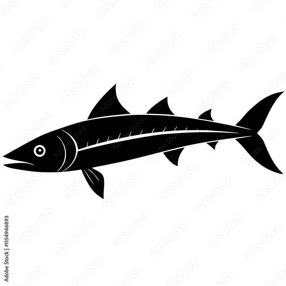 Fototapeta premium Sleek Barracuda Fish Silhouette Design 