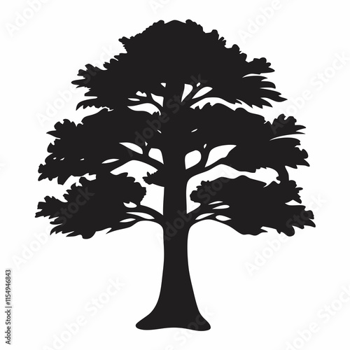 Redwood Tree Silhouette Black Art
