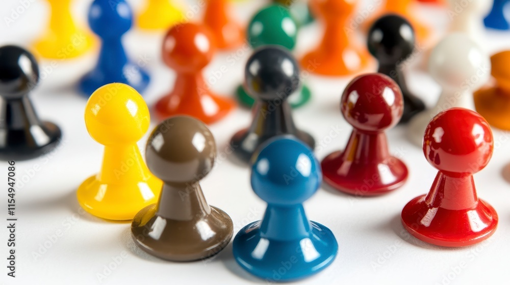 Colorful game pieces close-up on white background. Colorful game pieces close-up on white background.